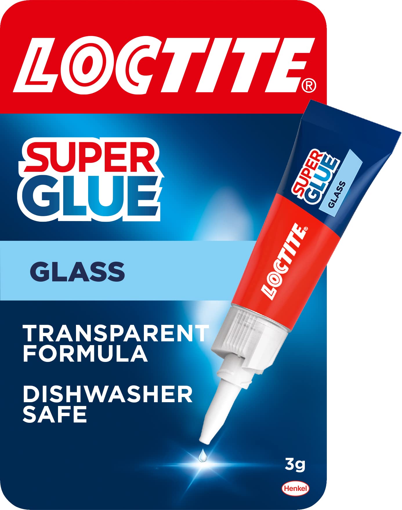 Loctite Glass Bond, Quality Glass Glue, Instant Super Glue for Glass, Easy to Use and Durable Clear Glue for Long-Term Reusability, 1 x 3g
