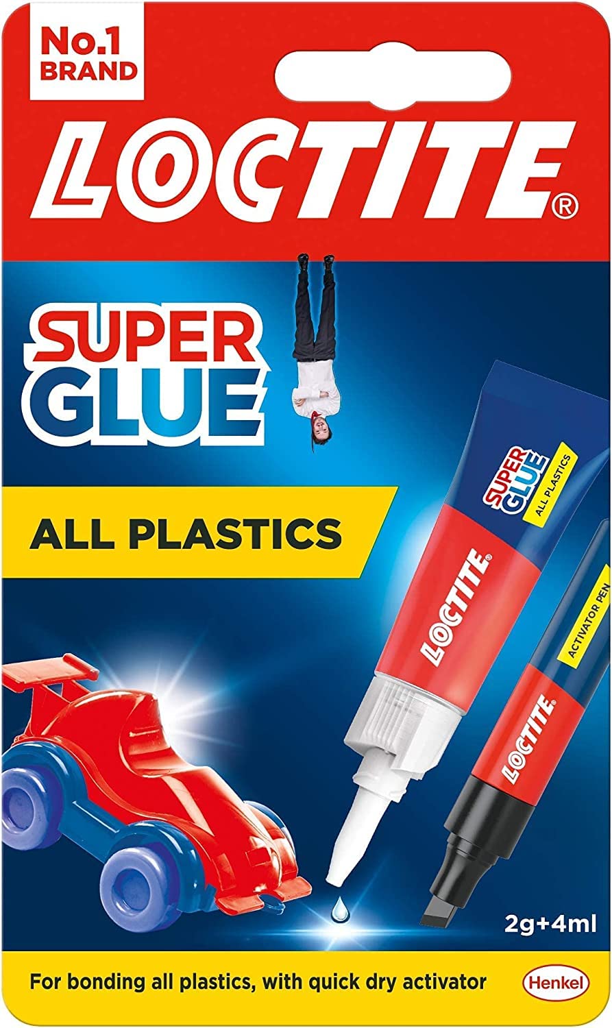 Loctite Super Glue All Plastics, Rapid Dual Action Adhesive for All Plastics, With Activator Pen and Super Glue, Easy to Use Instant Super Glue, 1 x 2g + 4ml