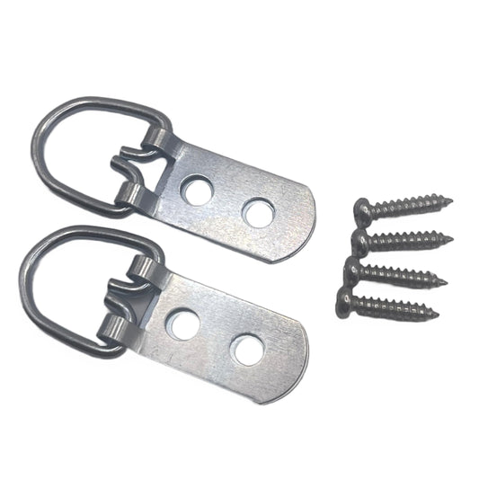 Aretro Heavy Duty Large Zinc Plated Picture D Rings & Plates Photo Frame Hanging Hangers Hooks Canvas Hook Wall Bracket Hanger with Screws (1 Pack of 2)