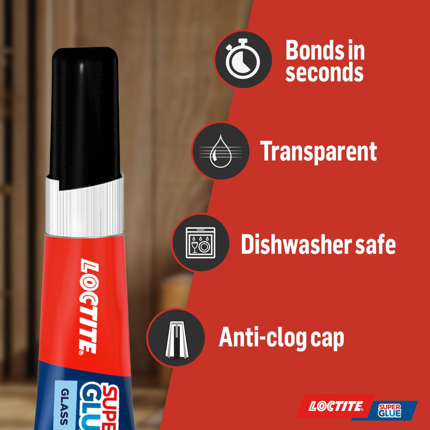 Loctite Glass Bond, Quality Glass Glue, Instant Super Glue for Glass, Easy to Use and Durable Clear Glue for Long-Term Reusability, 1 x 3g