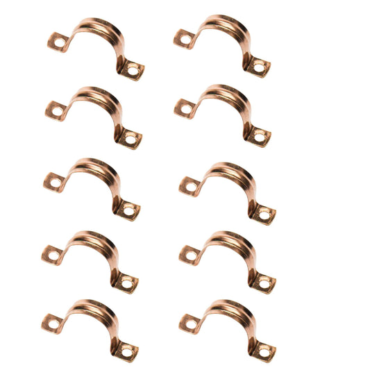 Aretro 15mm Copper Pipe Saddle Clips, Brackets, Pack of 10