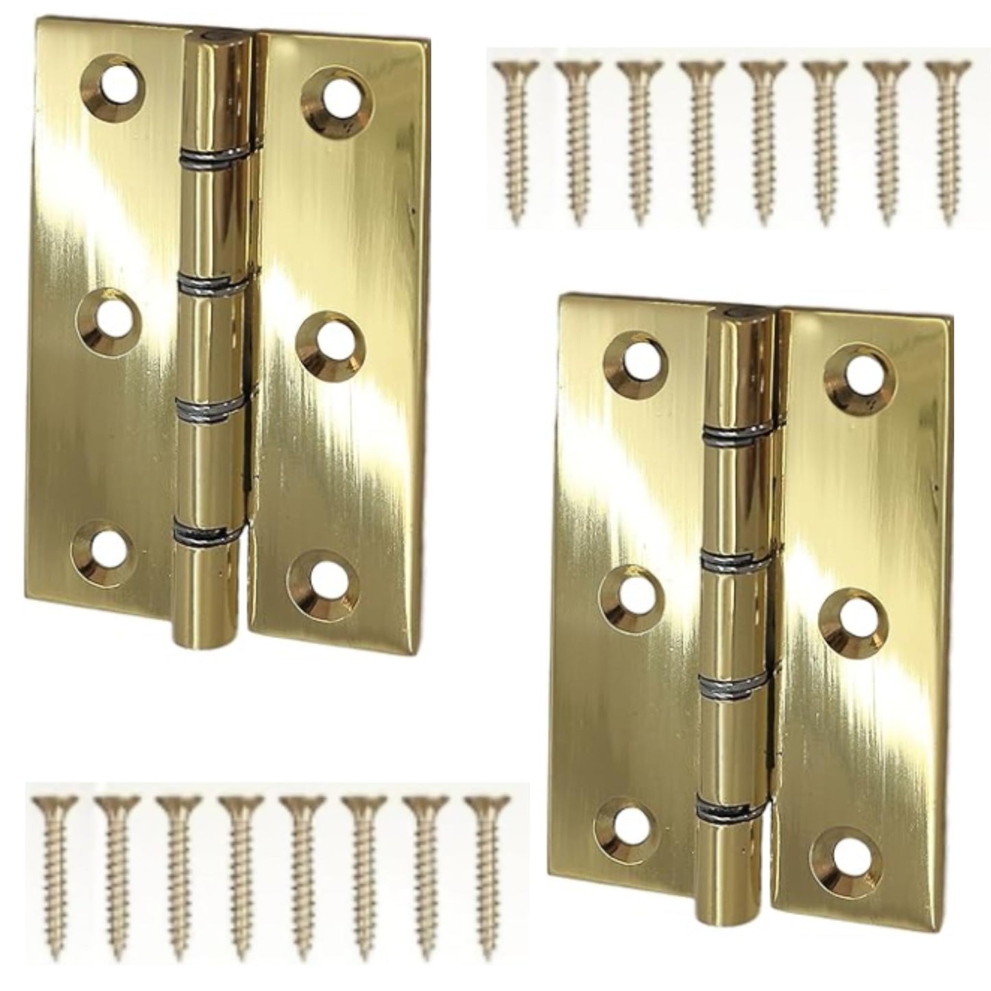 Aretro Doubled Washered Butt Hinges, 75mm, Chrome Plated, Includes Screws(Chrome Plated 75mm)