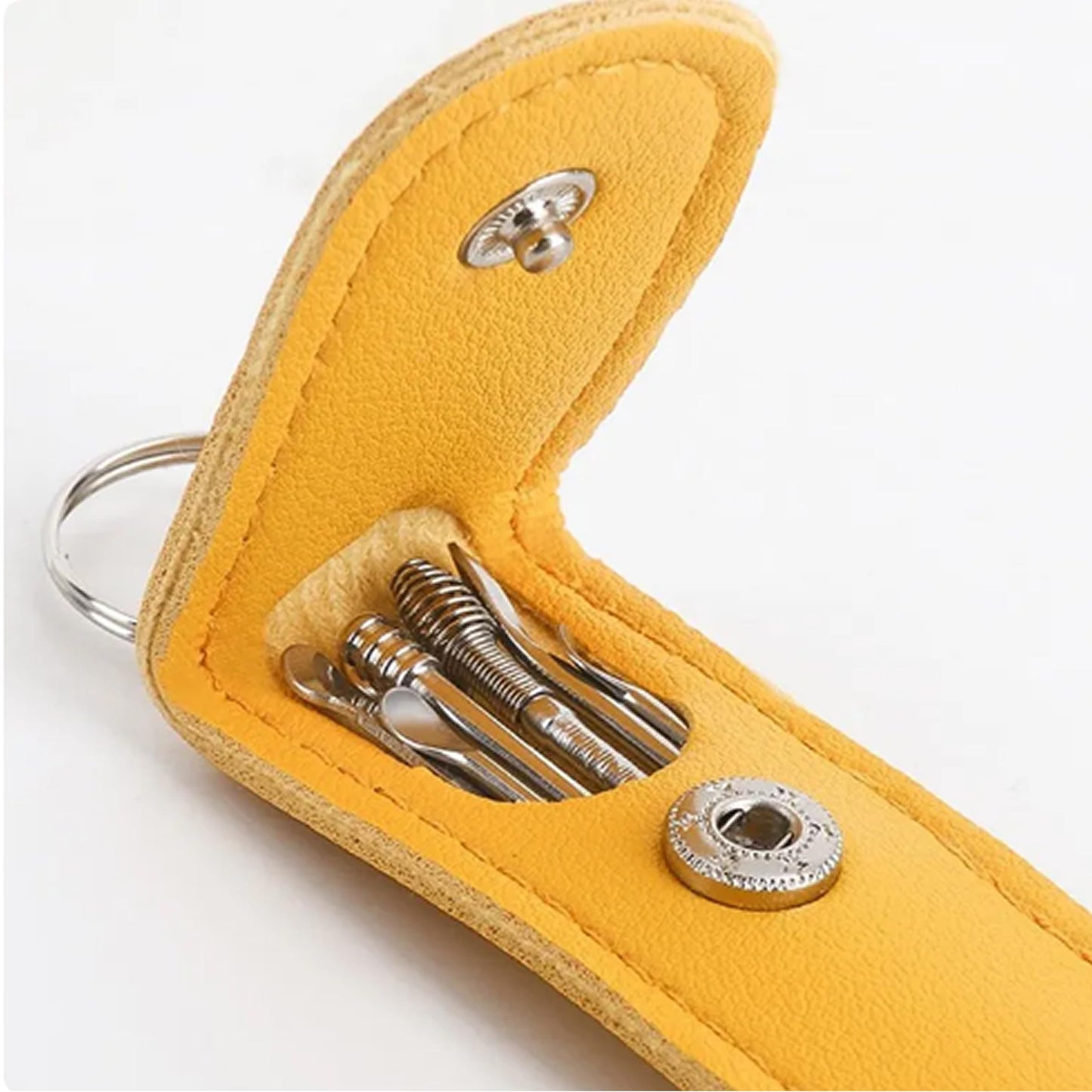 Aretro 6 Pcs Ear Pick Cleaner Earwax Removal Kit Ear Cleaning Tool Stainless Steel 6 in 1 Tool Spoon Curette with Leather Storage case