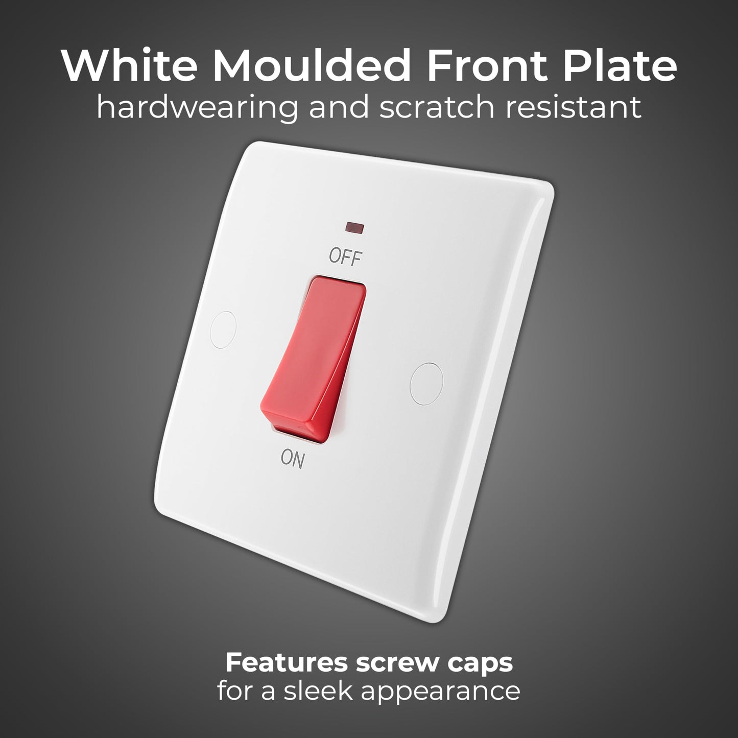 BG Electrical Cooker Control Switch Unit with LED Power Indicator, Single Plate, Double Pole, Round Edge, Nexus 800 Series, White Moulded, 45A, 874