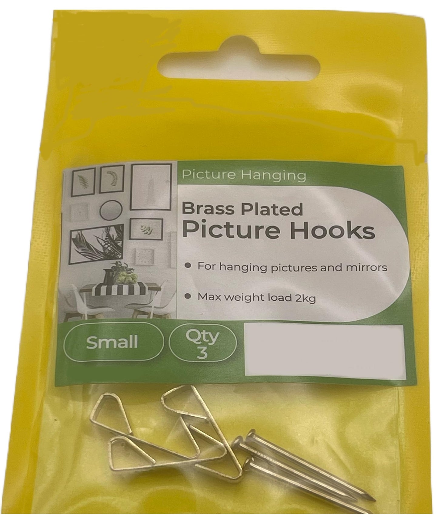 Aretro Brass Plated Picture Hanging Hooks Pictures Mirrors (Small, 3, Count)