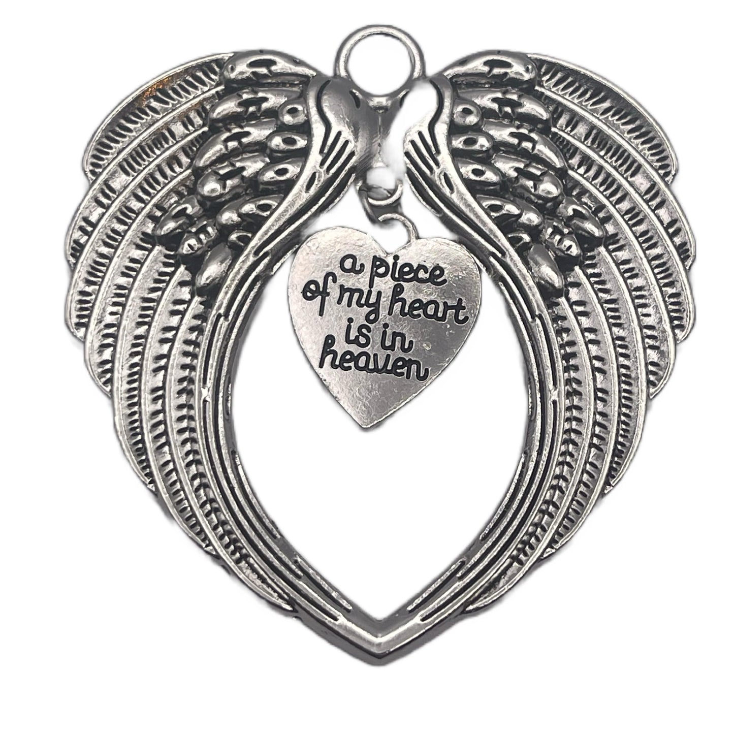 Aretro Christmas Angel Wings Memorial Ornaments “A Piece of My Heart is In Heaven” Angel Wing Pendants Christmas Tree Ornaments Xmas Party Decorations