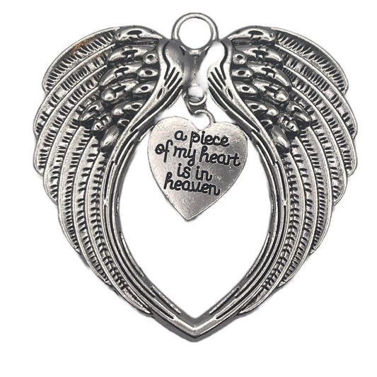Aretro Christmas Angel Wings Memorial Ornaments “A Piece of My Heart is In Heaven” Angel Wing Pendants Christmas Tree Ornaments Xmas Party Decorations