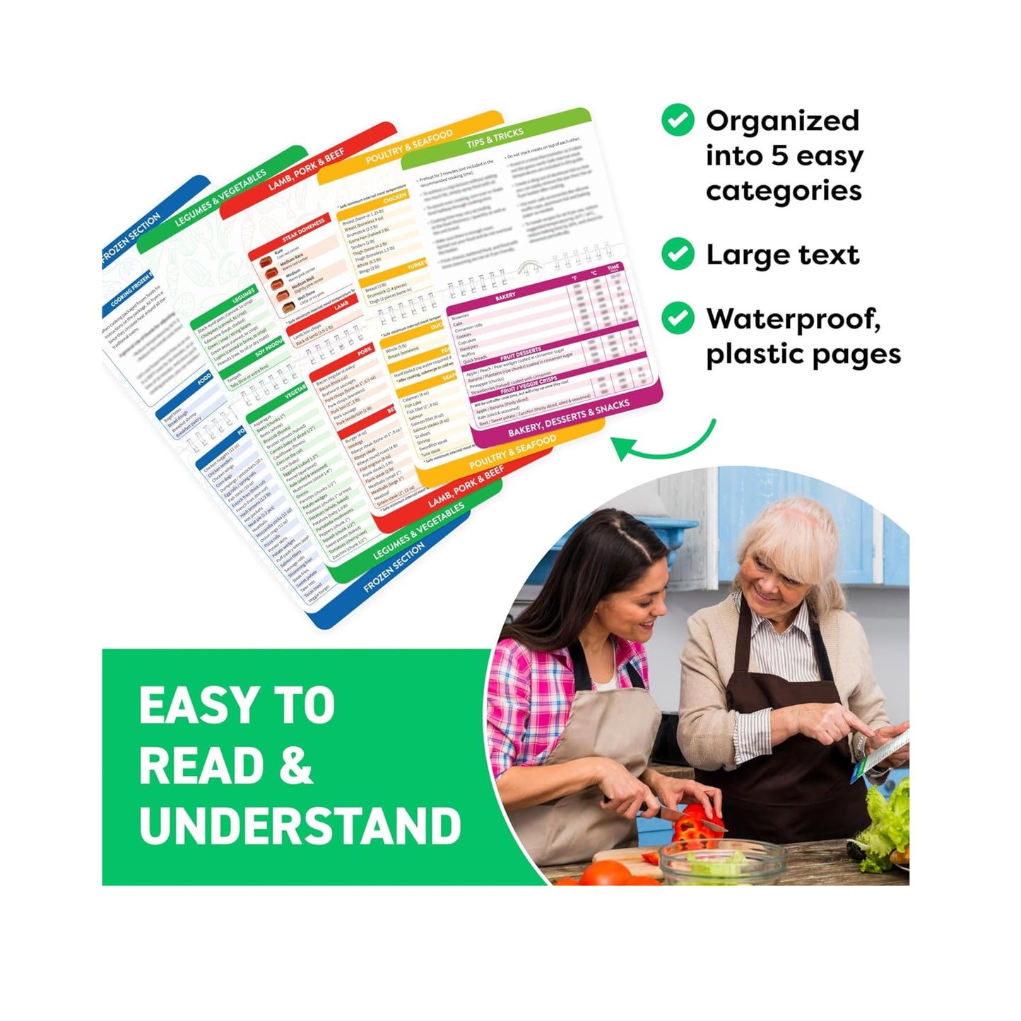 Aretro Air Fryer Cookbook Magnetic Cheat Sheet Set Air Fryer Cooking Times Chart Oven Cooking Pot Temp Guide Conversion Chart Cooking Measurements for Food Air Fryer Accessories Recipes Reference Guid