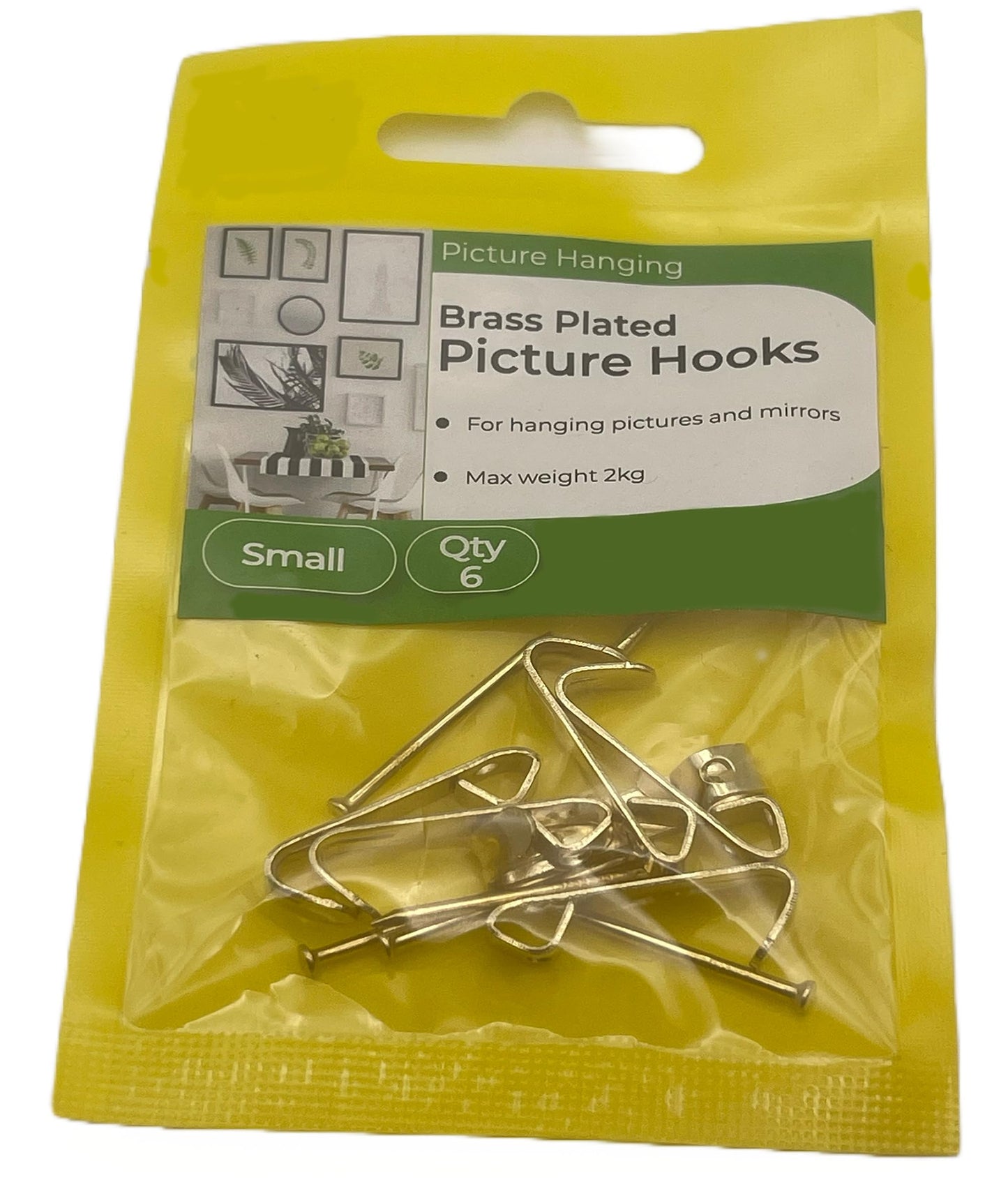 Aretro Brass Plated Picture Hanging Hooks Pictures Mirrors (Small, 3, Count)