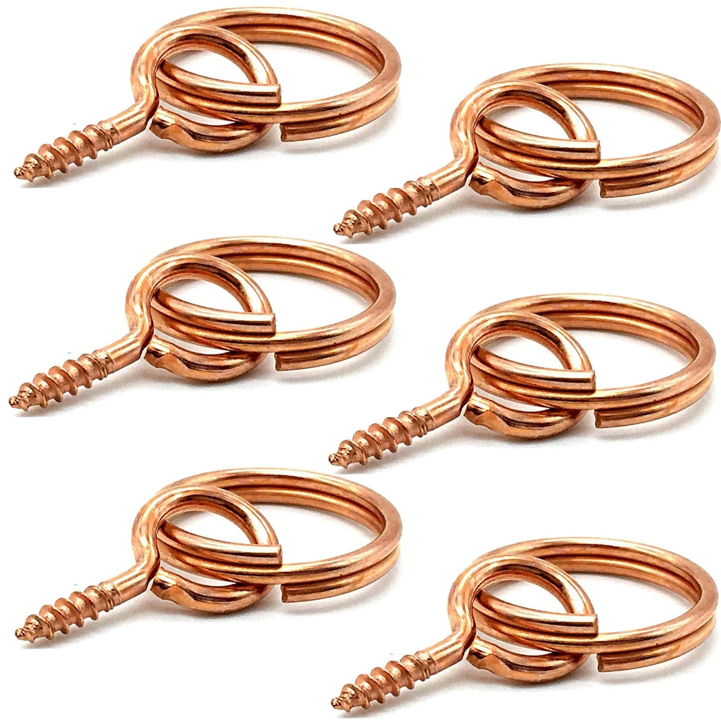Aretro 6 Pack 15mm Copper Plated Screw in Picture Ring Hangers with Screw Eye and Combined Ring Hooks & Eyes for Hanging Cord Wire