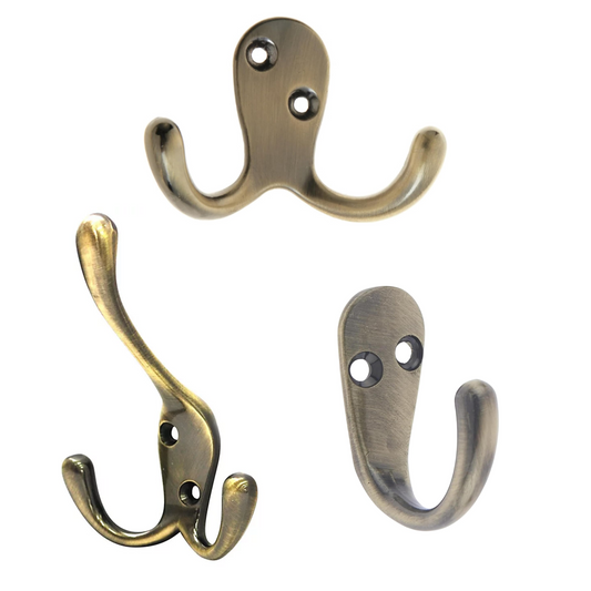 Aretro Antique Brass Hooks Hangers Robe Hook, Antique Brass Coat Hook, Back of Door WallRobe Coat Hangers, Different Styles