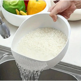 Aretro Rice Washer Strainer Bowl Plastic Colander, Rice Wash Bowl White Pink Blue Green