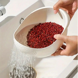 Aretro Rice Washer Strainer Bowl Plastic Colander, Rice Wash Bowl White Pink Blue Green