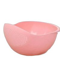 Aretro Rice Washer Strainer Bowl Plastic Colander, Rice Wash Bowl White Pink Blue Green