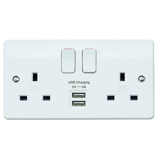 MK K2744 2 amp  2 port USB Charging Double Socket