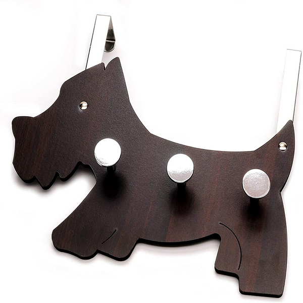 Aretro 3 Hooks Coat Hook Scotty Dog Scottie Design Over the Door Hanger, Dark