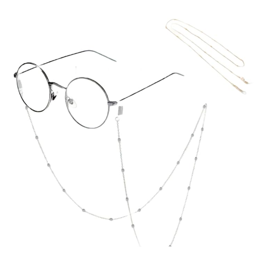 Aretro Gold Silver Multicolor Beaded Anti Slip Spectacles Glasses Sunglasses Chain Lanyard Cord Secure (Gold Ball)