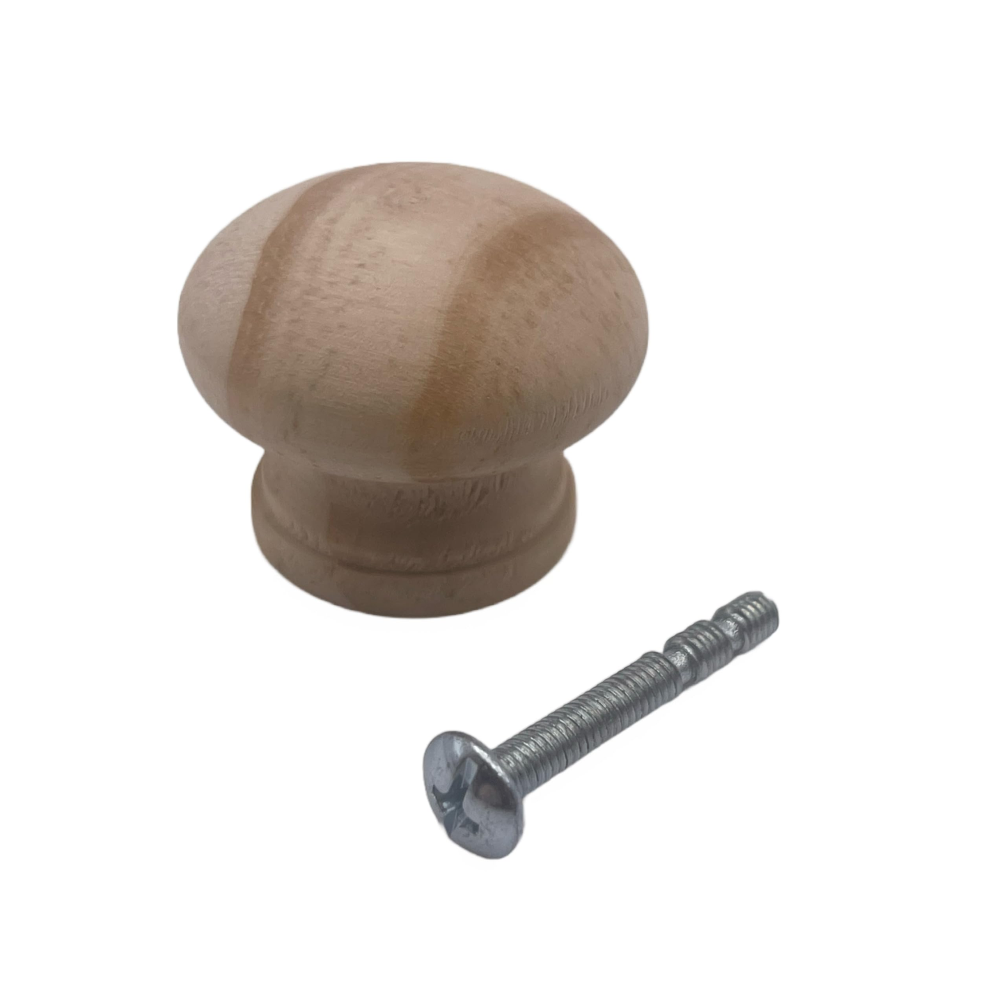 Aretro 35mm Unvarnished Pine Ring Mushroom Door Knob Cabinet Chest Cupboard Doors Knobs Screws Included Kitchen Bedroom (4)