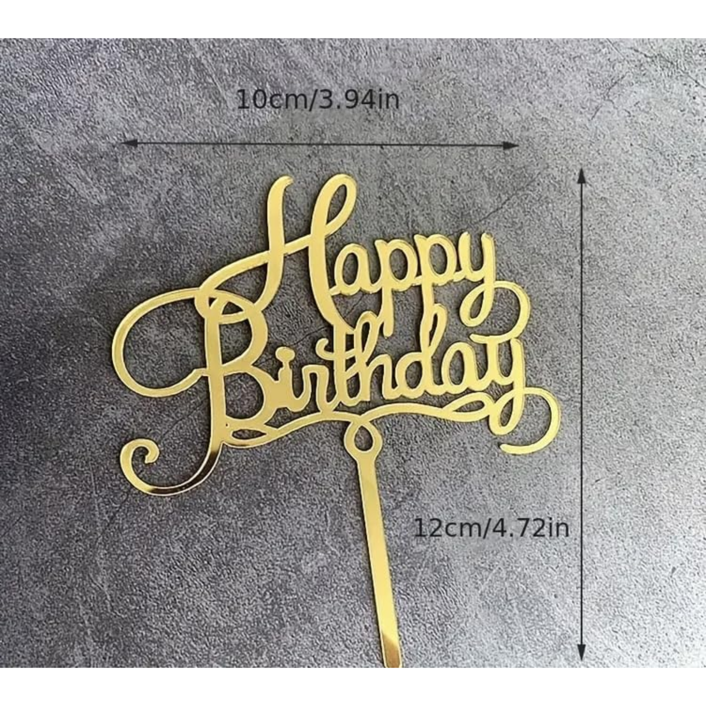 Aretro Acrylic Happy Birthday Cake Topper Insert Card (Gold)