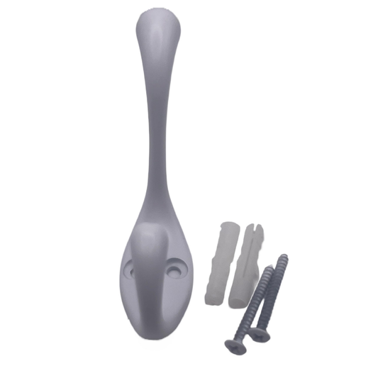Aretro Heavy Duty White Double Hat & Coat Bath Robe Hook Hanger 90mm Holds 7.5kg Back of Door Wall Hook 1 Pack of 1