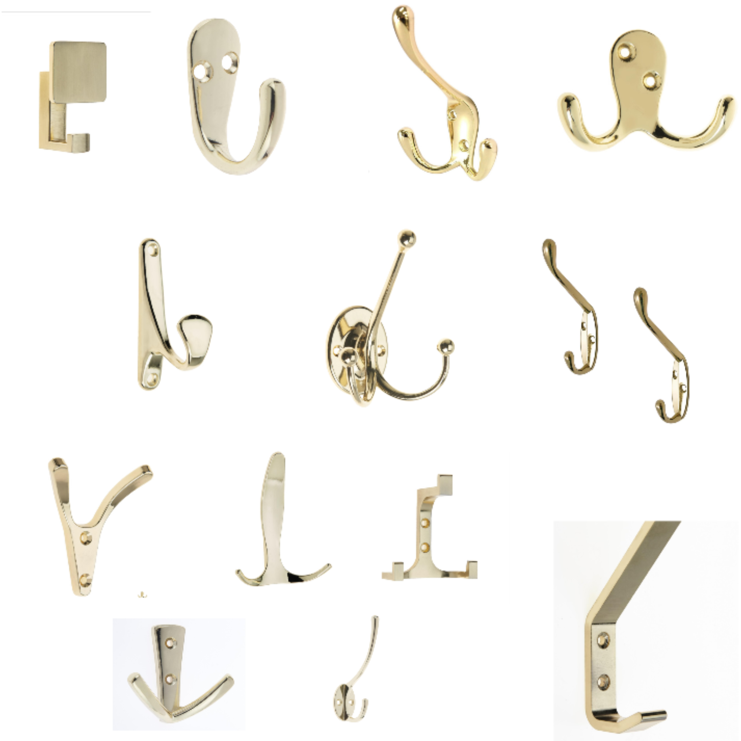 Aretro Polished Brass Gold Effect Three Prong Triple Back of Door Wall Hat Coat Robe Hanger Hook with Screws