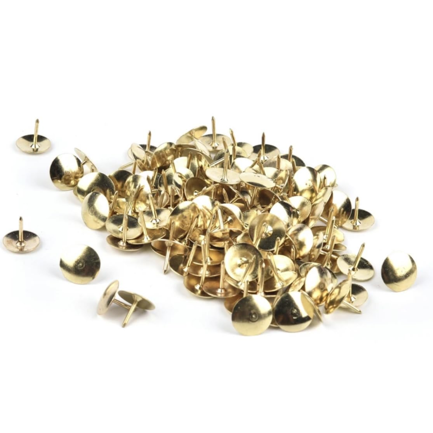 Aretro Quality Brass Gold Effect Drawing Pins Thumb Tacs for Pin boards Corkboards Wall Ceiling Offices Homes Businesses 100 pack