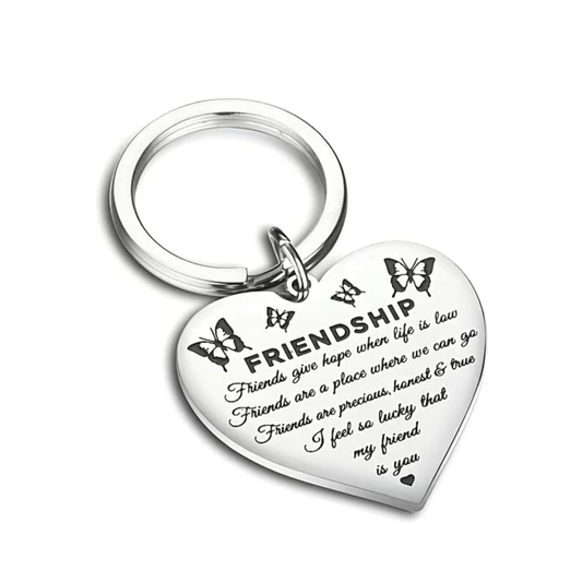 Aretro Stainless Steel Friendship keyring I feel so lucky that my friend is you