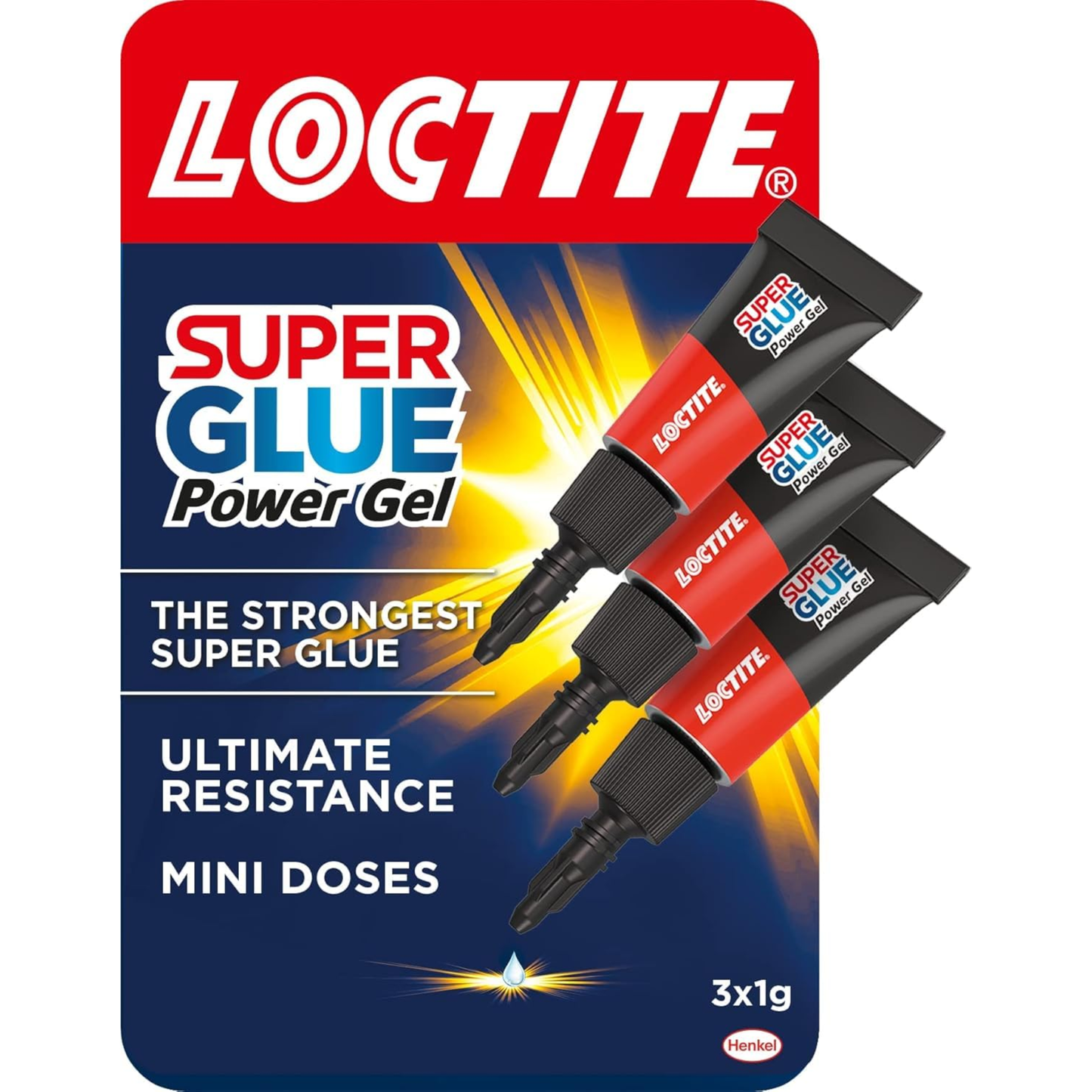 Loctite Mini Trio Power Gel, Strong Super Glue Gel for Repairs, All Purpose Adhesive for Flexible Materials, Easy to Use Clear Glue, 3 x 1g