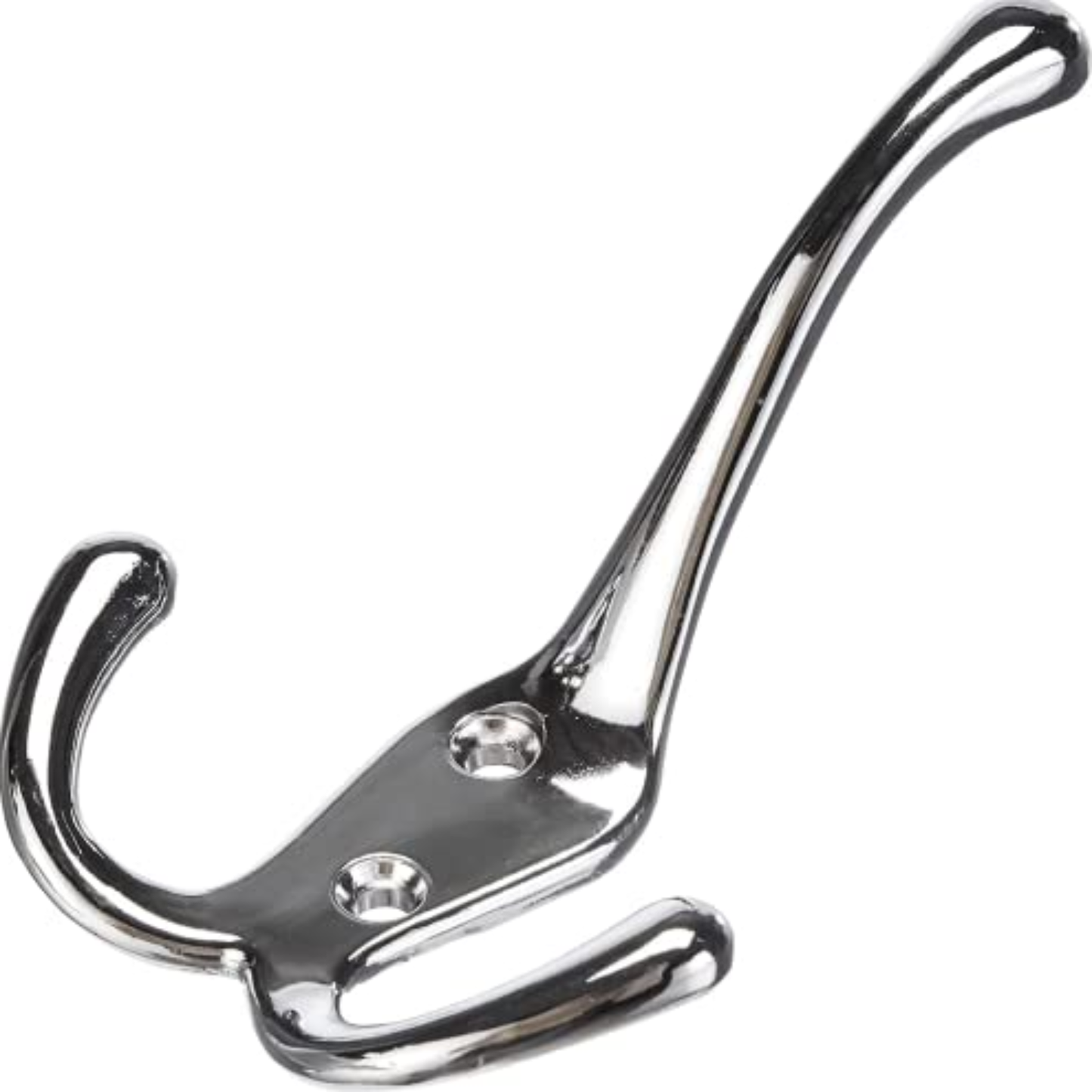 Aretro Polished Chrome Three Prong Triple Back of Door Wall Hat Coat Robe Hanger Hook with Screws, Bathroom Coat Hanger, Curved Chrome-Plated Metal