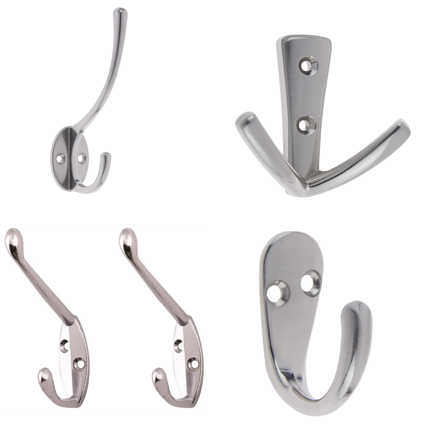 Aretro Satin Nickel Stainless Steel Look Three Prong Triple Back of Door Wall Hat Coat Robe Hanger Hook with Screws