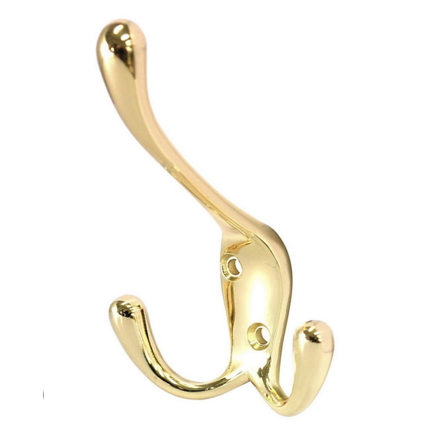 Aretro Polished Brass Gold Effect Three Prong Triple Back of Door Wall Hat Coat Robe Hanger Hook with Screws