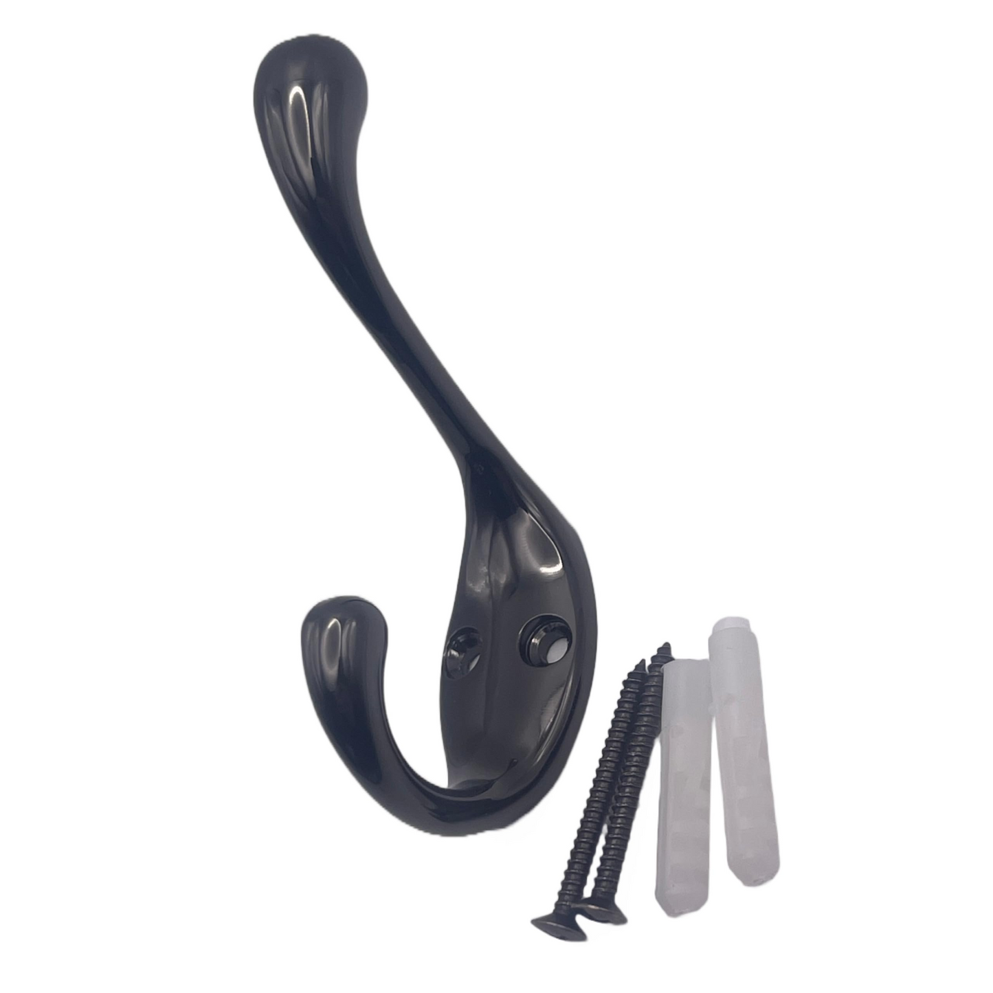 Aretro Hooks Hangers, Double Vertical Heavy Duty, Matt Black, Robe Hook, Coat Hook, Back of Door, Wall Hanger (Double Vertical Heavy Duty, Matt Black)