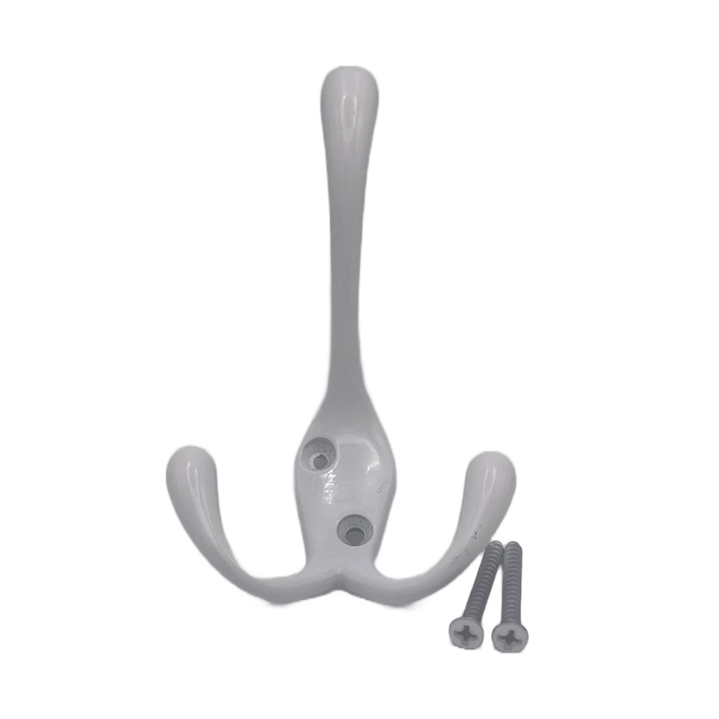 Aretro White Three Prong Triple Back of Door Wall Hat Coat Robe Hanger Hook with Screws