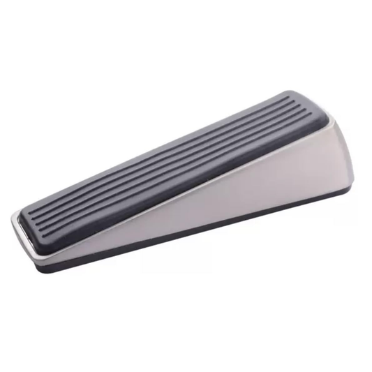 Aretro Heavy Duty Anti Slip Door Wedge Stop Satin Nickel Stainless Steel Effect Rubber Stopper Doors Floors Security Stop Slamming Doors