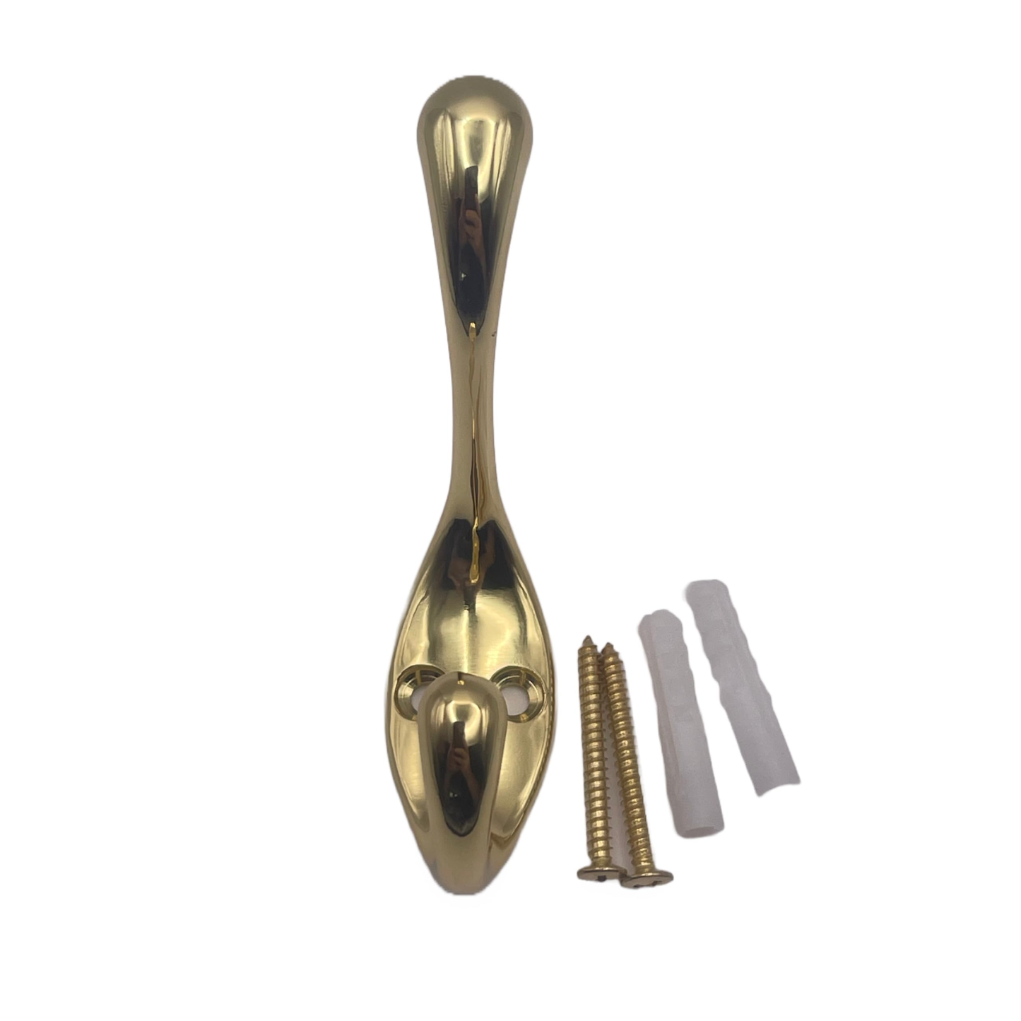 Aretro Heavy Duty Double Hat & Coat Bath Robe Hook Hanger 90mm Brass Effect Holds 7.5kg Back of Door Wall Hook 1 Pack of 1