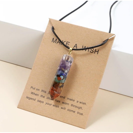 Aretro Make A Wish Hexagon Column Seven Healing Chakra Crystal Pendant Necklace Put on this jewelleryand make a wish. When the chain has worn through, legend says your wish will come true.