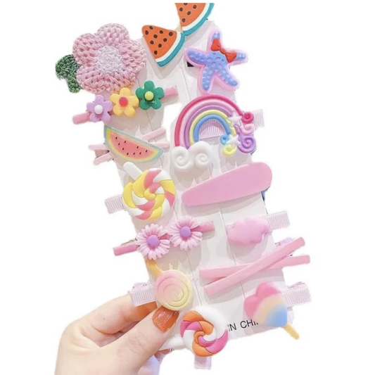 Aretro 14 Pcs Cute Children Hair Clips Girls Hair Accessories Set Colourful Hairpins Snap Clips