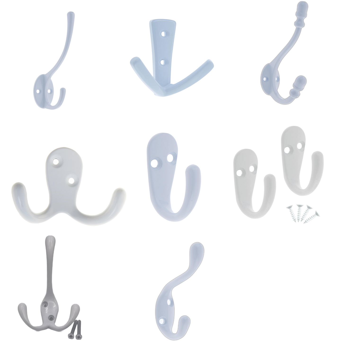 Aretro White Three Prong Triple Back of Door Wall Hat Coat Robe Hanger Hook with Screws