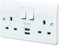 MK K2744 2 amp  2 port USB Charging Double Socket